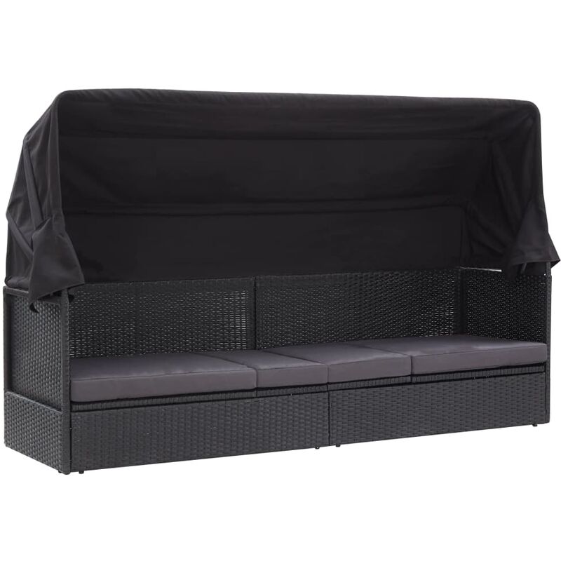 

Sofá cama de jardín con toldo ratán sintético negro - Negro