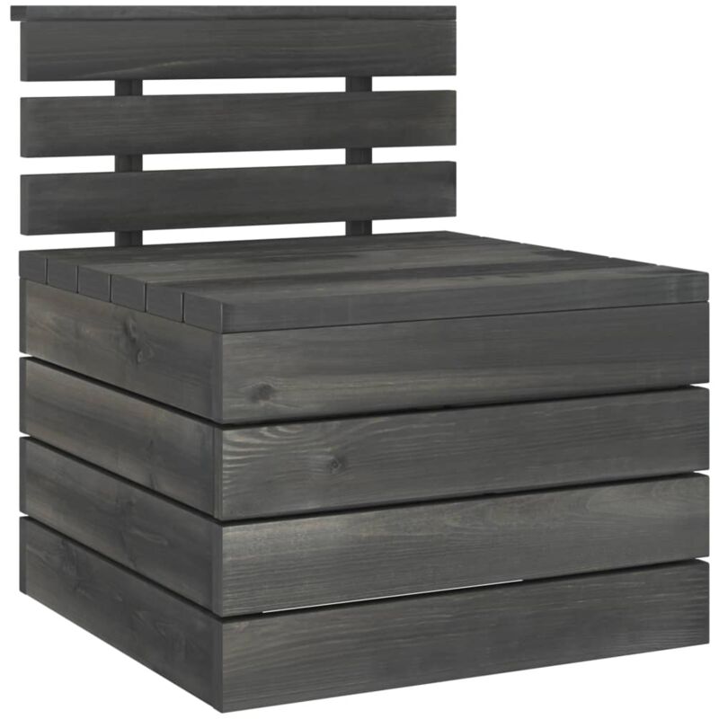 

vidaXL Sofá central de palets de jardín madera de pino gris oscuro - Gris