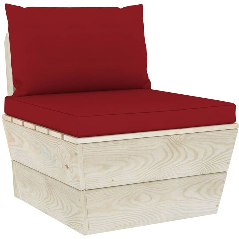 

Sofá central de palets jardín cojines madera abeto impregnada - Rojo