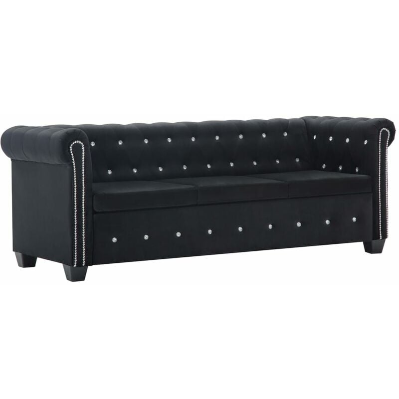 

Youthup - Sofá chesterfield de 3 plazas de terciopelo 199x75x72 cm negro - Negro