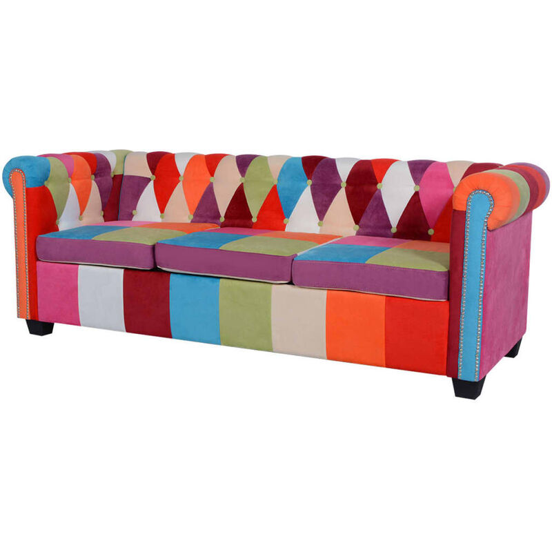 

Sofá Chesterfield de 3 plazas tela - Multicolor