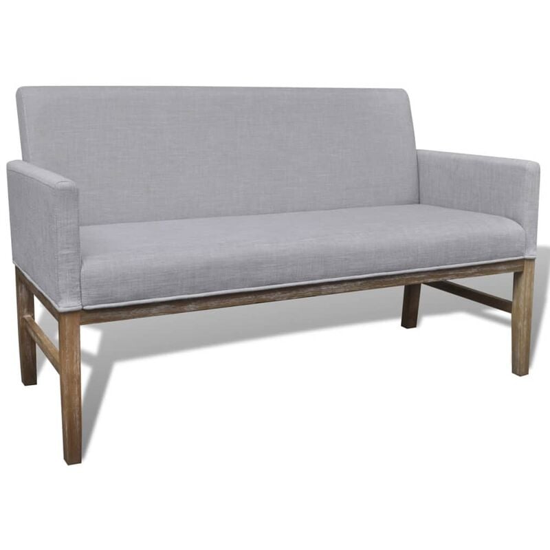 

Sofá con cojín acolchado de tela y madera de caucho gris claro - Gris