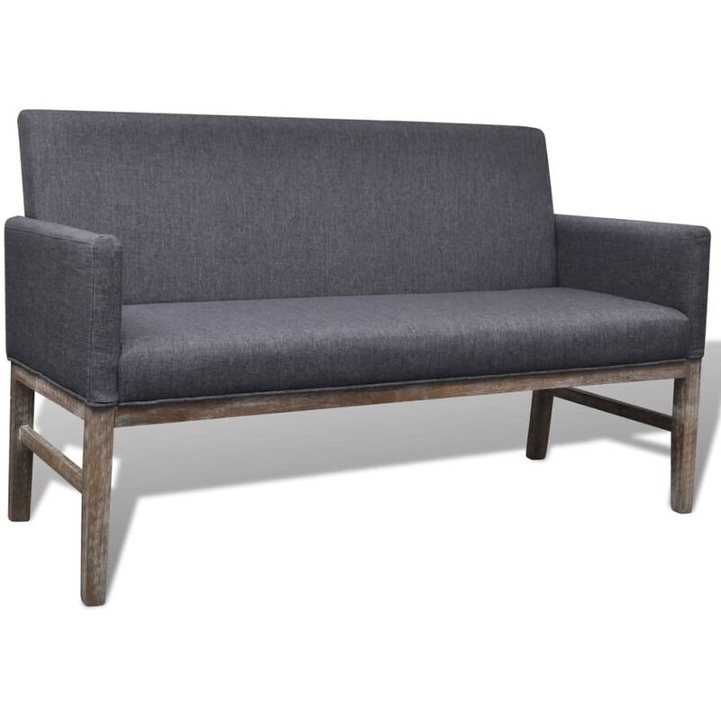 

Sofá con cojín acolchado de tela y madera de caucho gris oscuro - Gris
