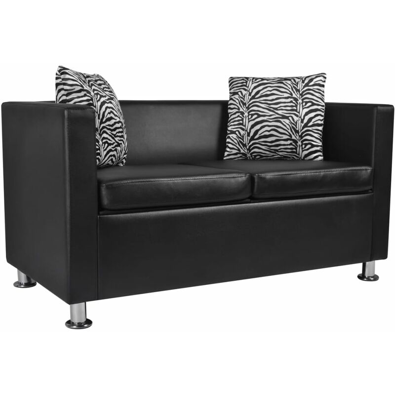 

Sofá de 2 plazas de cuero artificial negro - Negro