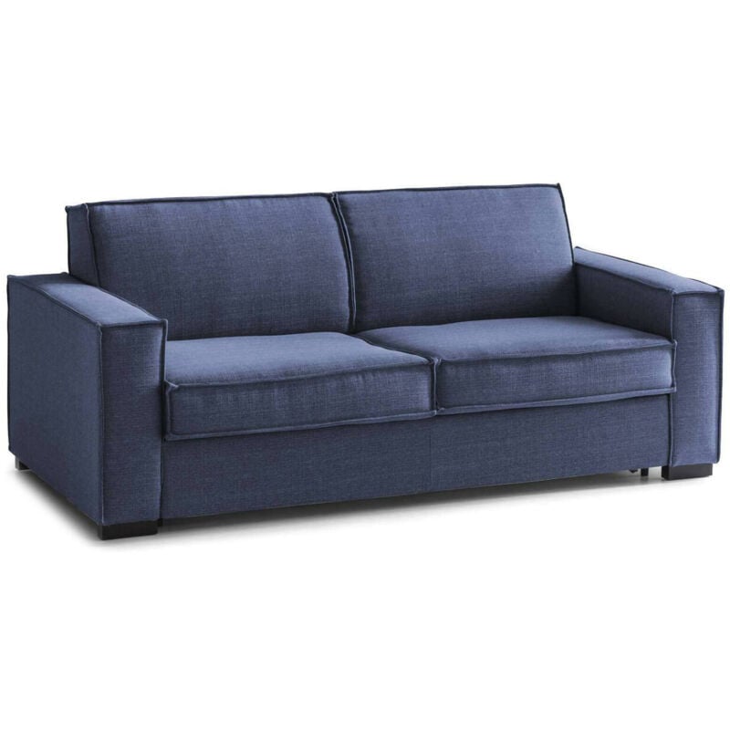 

Sofá de 2 plazas Francesca, Sofá de sala de estar, Made in Italy, en tejido acolchado, con apoyabrazos delgados, Cm: 160x95h90, Color azul - Talamo