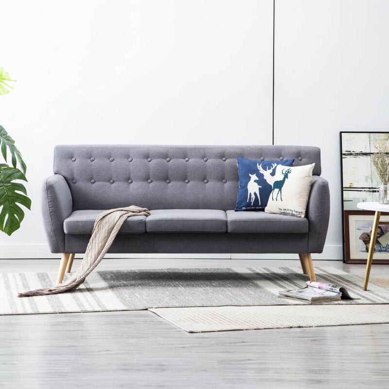 

Sofá de 3 plazas con tapizado de tela 172x70x82 cm gris claro - Gris