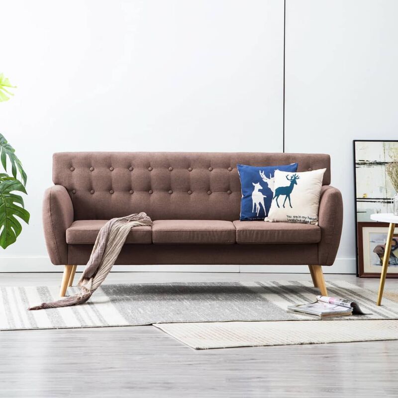 

Sofá de 3 plazas tapizado de tela 172x70x82 cm marrón - Marrón