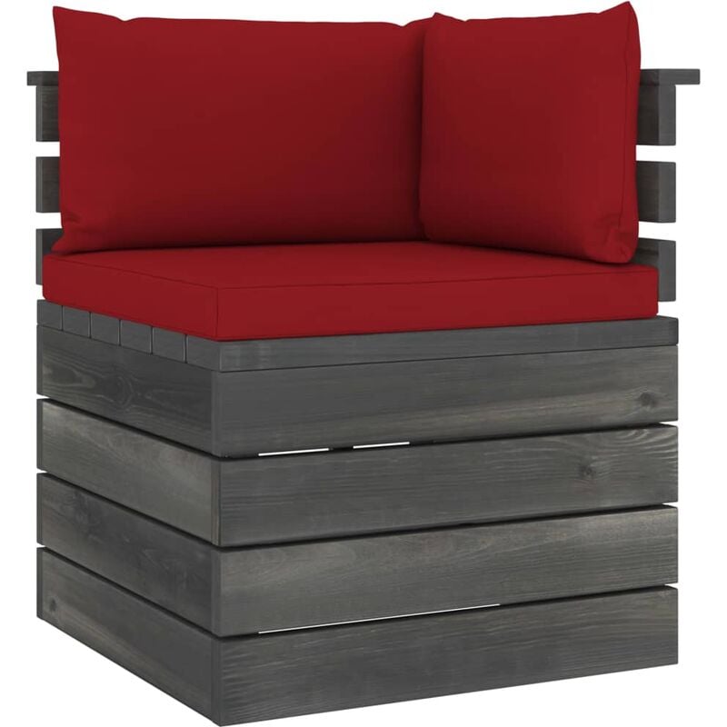 

Sofá de esquina de palets de jardín con cojines madera de pino - Rojo