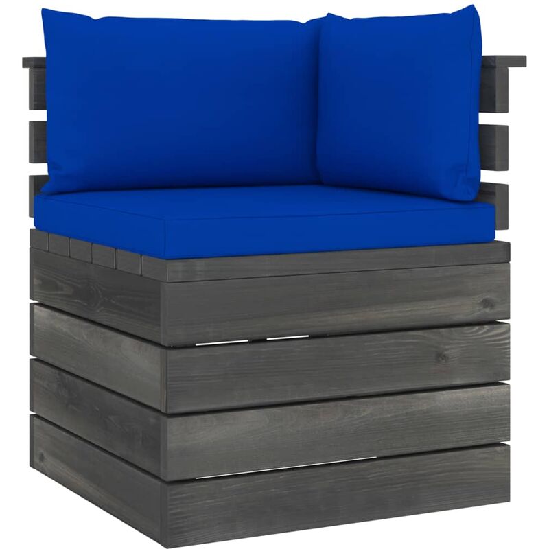 

Sofá de esquina de palés para jardín con cojines madera de pino - Azul