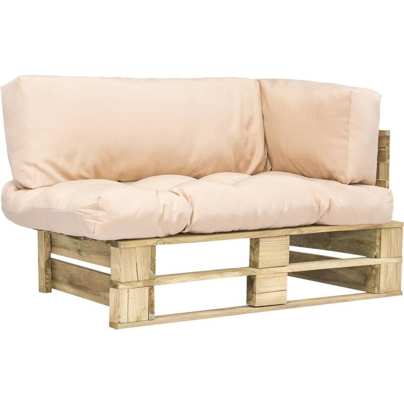

Sofá de jardín de palés cojines arena madera de pino - Beige