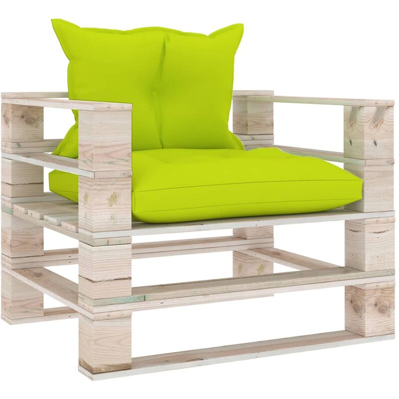

Sofá de palets para jardín cojines verde brillante madera pino