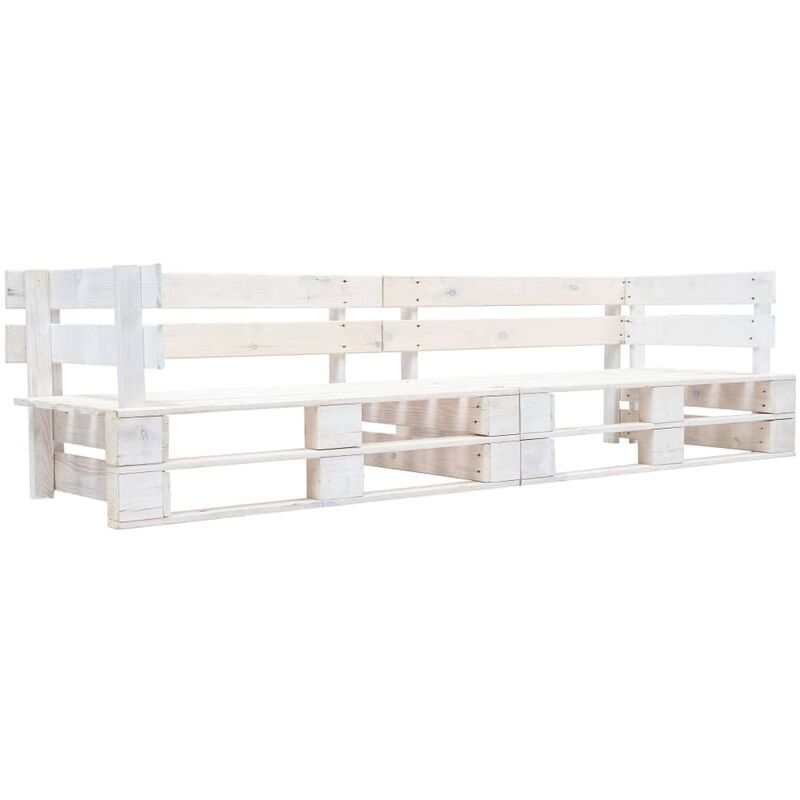 

Sofá de palés para jardín de 2 plazas madera blanco - Blanco