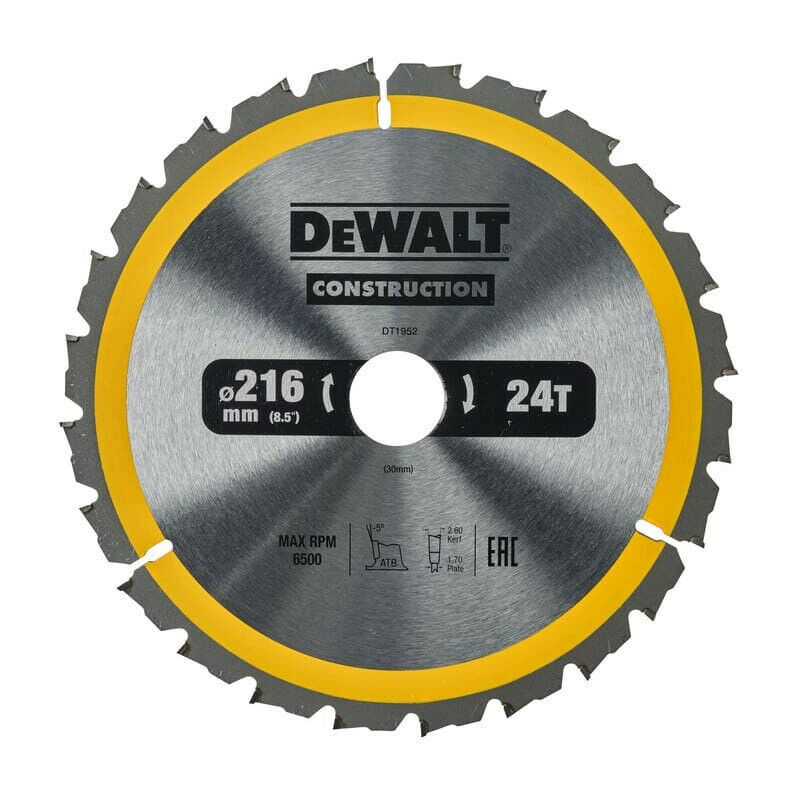 Lame de scie circulaire stationnaire 216 30 mm 24 dents DeWALT - vue 2
