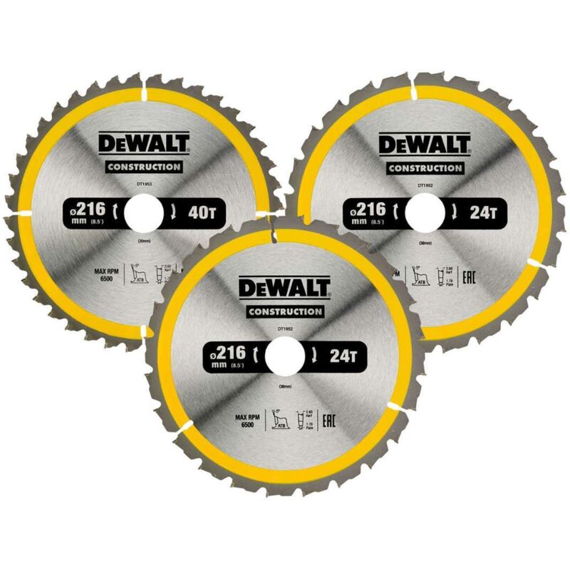DeWALT Jeu des lames de scie circulaire 3 pcs DT1962 QZ - vue 1