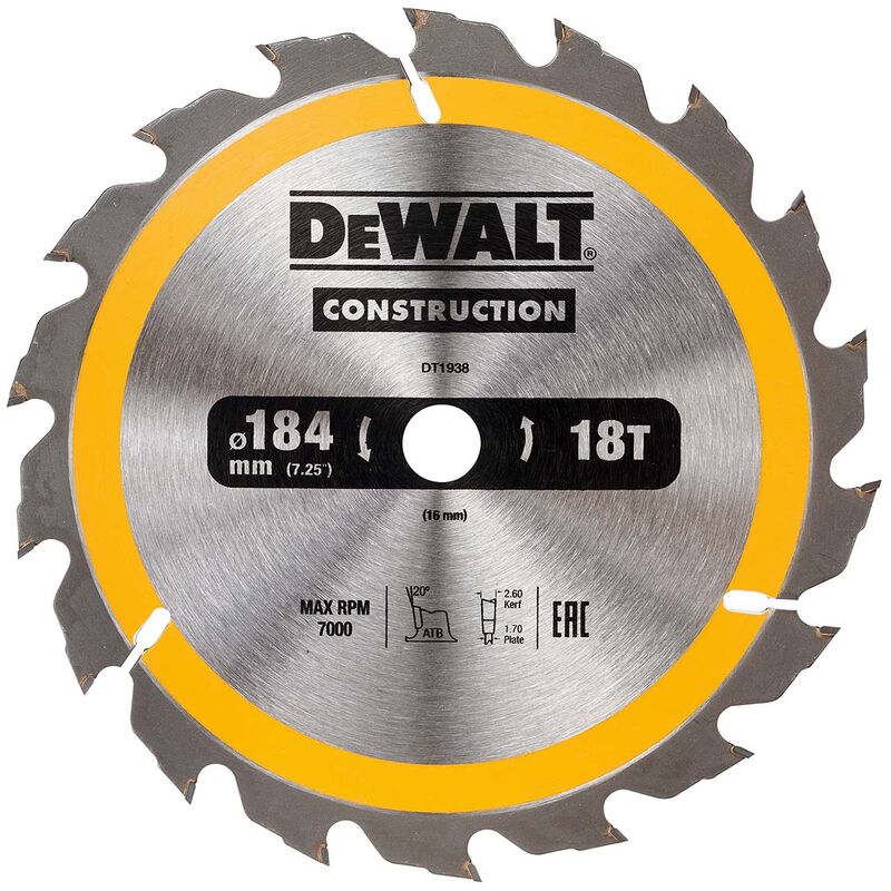 DeWALT Lame de scie circulaire 18416 mm 18 dents DT1938 QZ - vue 2