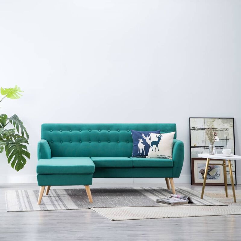 

Sofá en forma de L tapizado de tela verde 171,5x138x81,5 cm - Verde