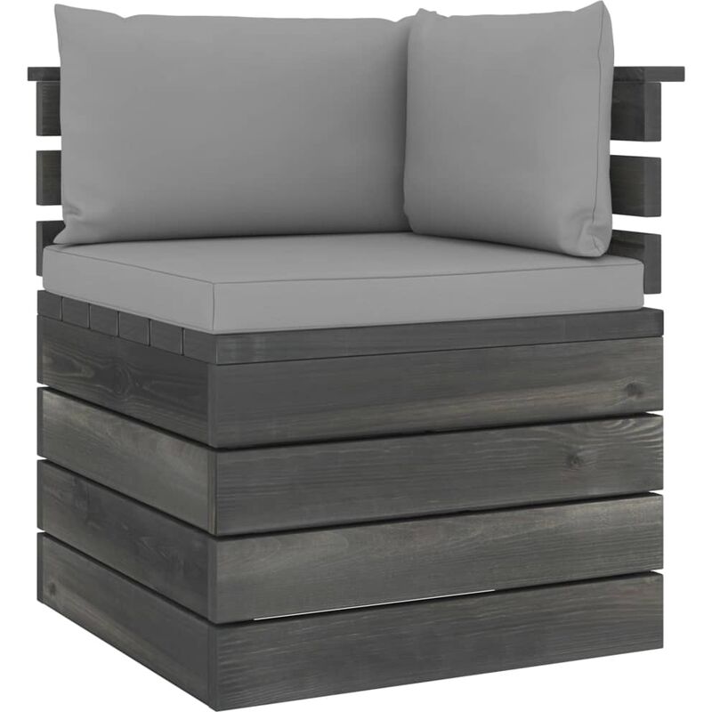 

Sofá esquinero de palets de jardín con cojines madera de pino - Gris