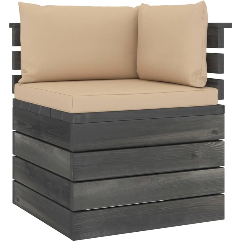 

Sofá esquinero de palets de jardín con cojines madera de pino - Beige