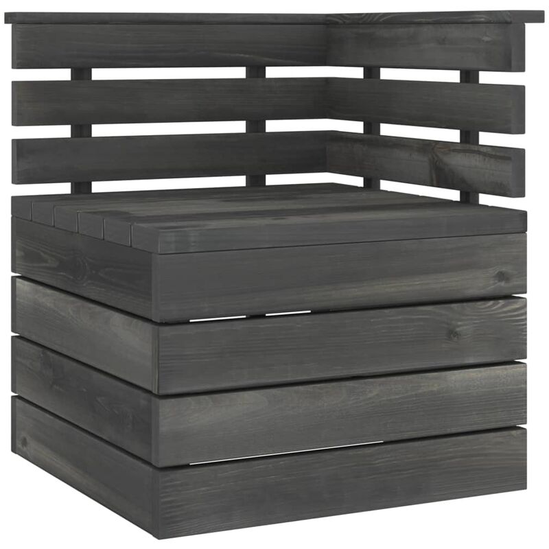 

Sofá esquinero de palés para jardín madera maciza de pino gris - Gris