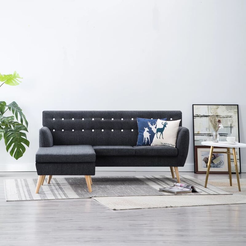

Sofá forma de L tapizado de tela gris oscuro 171,5x138x81,5 cm - Gris