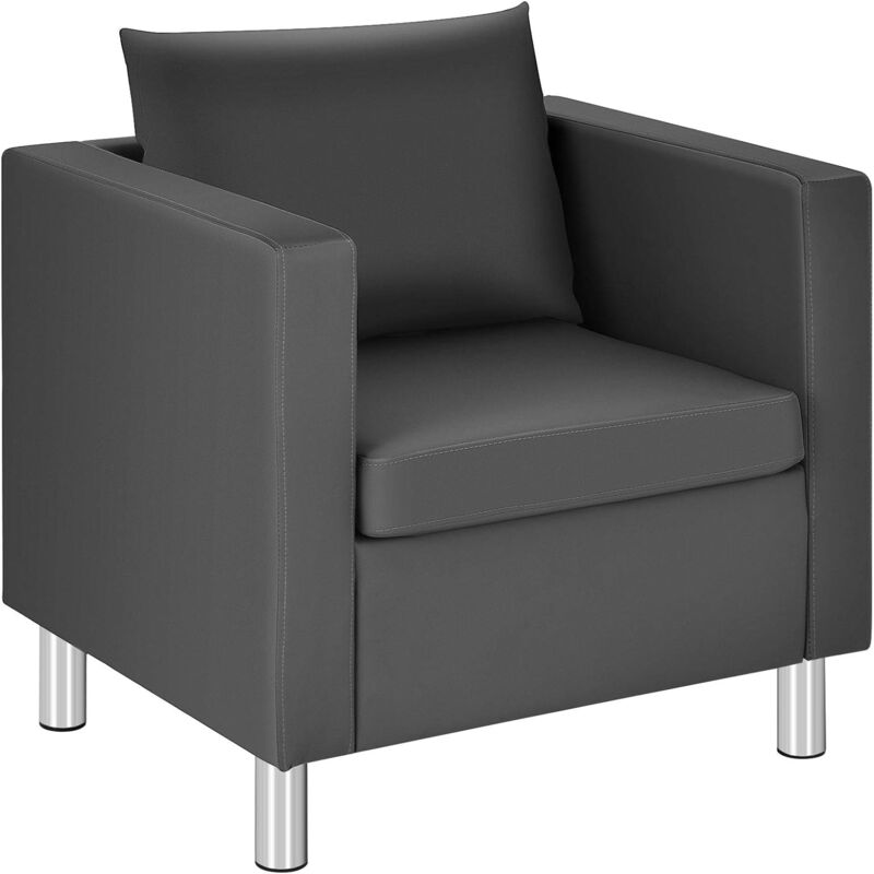 

Sofá Individual de Cuero Artificial con Cojines Sillón Individual Sofá de Una Plaza para Sala de Estar Oficina Gris