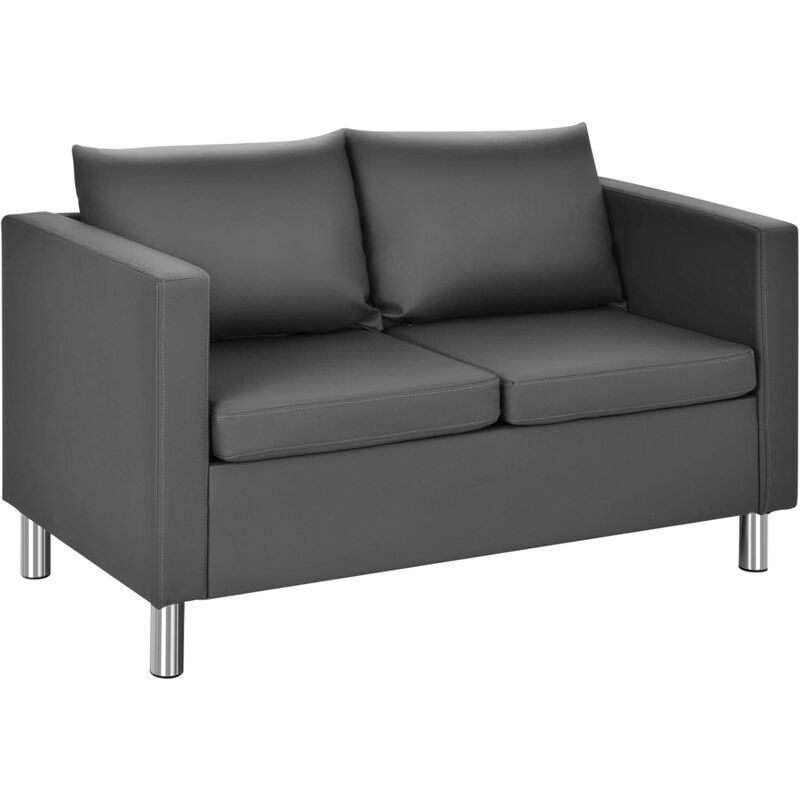 

Sofá Moderno de 2 Plazas con Cojín y Patas de Metal Plateadas Conjunto de Sofá de Cuero Sintético para Casa y Oficina