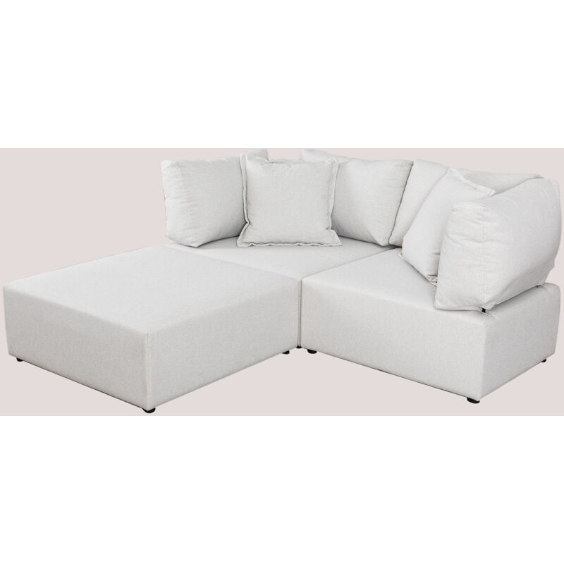 

Sofá Modular de 2 Piezas con 2 Sillones Esquineros y Puff Kata SKLUM - Beige Crema