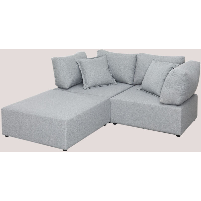 

Sofá Modular de 2 Piezas con 2 Sillones Esquineros y Puff Kata SKLUM - Gris