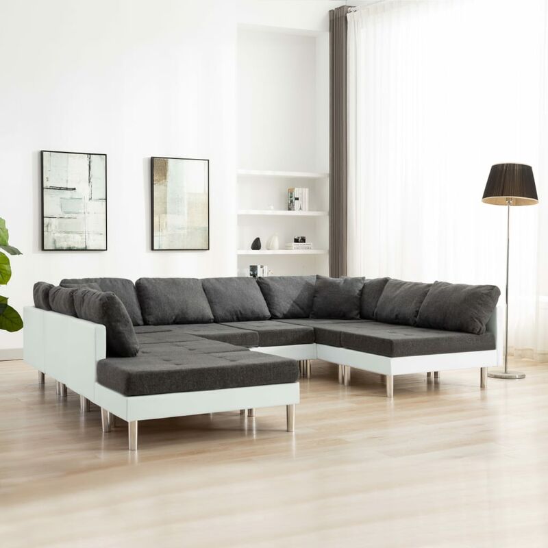 

Sofá modular de cuero sintético blanco - Blanco