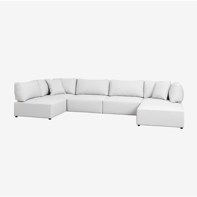 

Sklum - Sofá Modular Rinconera de 5 Piezas con Puff Kata Beige Crema