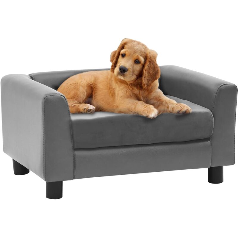 

Sofá para perros felpa y cuero sintético gris 60x43x30 cm - Gris
