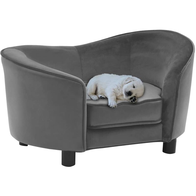 

Sofá para perros felpa y cuero sintético gris 69x49x40 cm - Gris