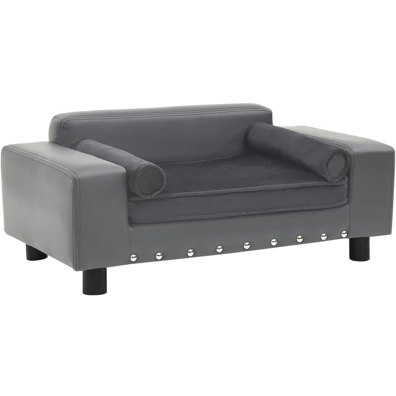 

Sofá para perros felpa y cuero sintético gris 81x43x31 cm - Gris