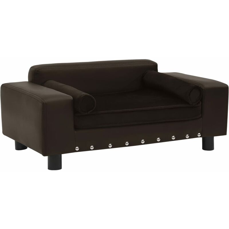 

Sofá para perros felpa y cuero sintético marrón 81x43x31 cm - Marrón