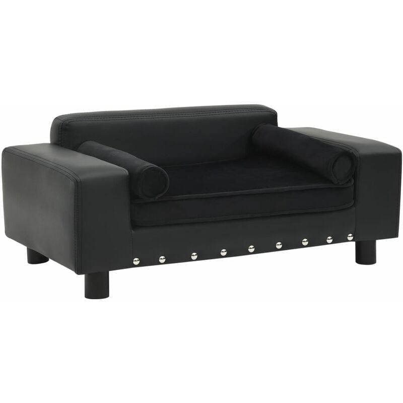 

Sofá para perros felpa y cuero sintético negra 81x43x31 cm - Negro