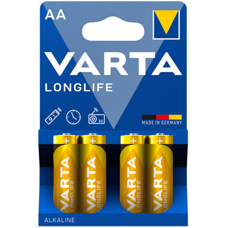 S.Of. Pile Alkalina Varta Aa - Lr06 Longlife (EMBALLAGE 4 Unit)  Ø14,5x50,5mm