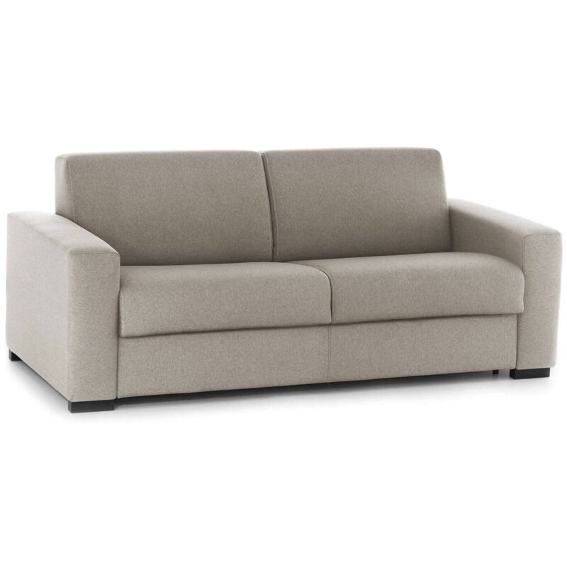

Sofá Portofino de 3 plazas sofá de sala, Made in Italy, en tejido acolchado, con apoyabrazos delgados, Cm: 200x95h90, color Taupe - Talamo Italia
