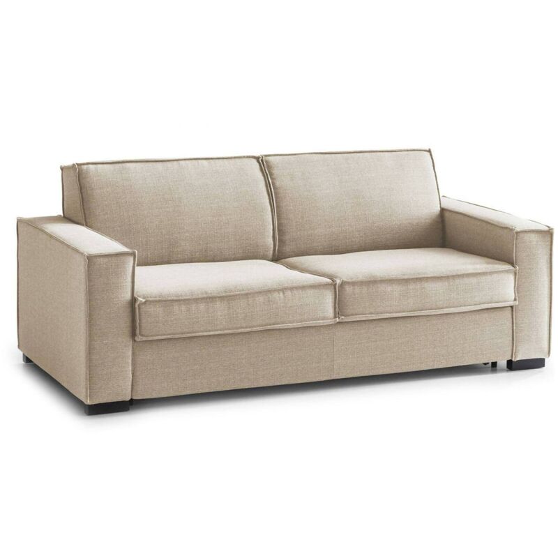 

Sofá Francesca 3 plazas, Sofá de salón, Made in Italy, en tejido acolchado, con reposabrazos estándar, Cm: 220x95h90, Color beige - Talamo Italia