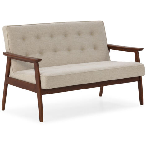 Sofa 138X75X85 Madera De Haya Nogal/Tela Beige San Remo