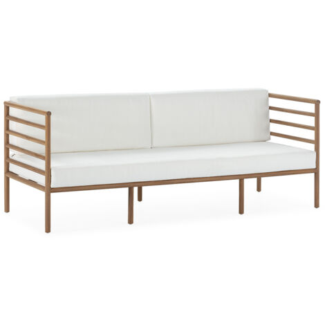 Sofa 180X72X68 Madera Teca/Tela Blanca