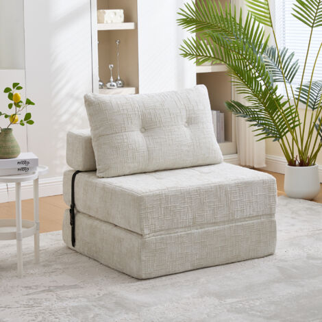 Sofá 180x79x18cm Plegable multifunción Cómodo Relleno espuma Chenille color Beige