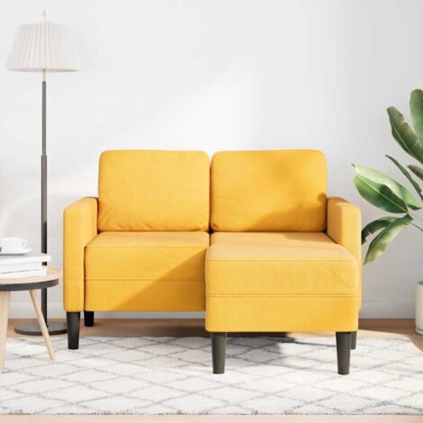 Sofá 2 plazas con chaise longue en forma L amarillo claro 125cm vidaXL