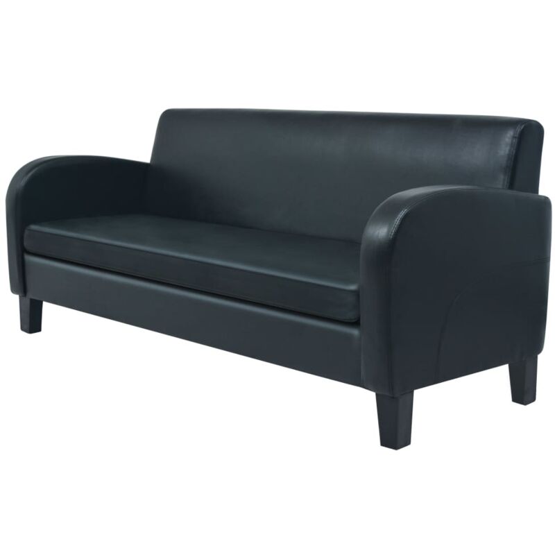 

Sofá Cuero Artificial Negro de 3 Plazas - Negro - Vidaxl