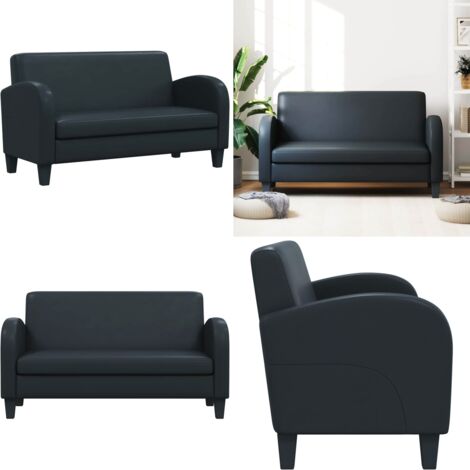 Sofá 2 plazas cuero artificial negro - Sofá cuero sintético - Sofá de cuero sintético negro