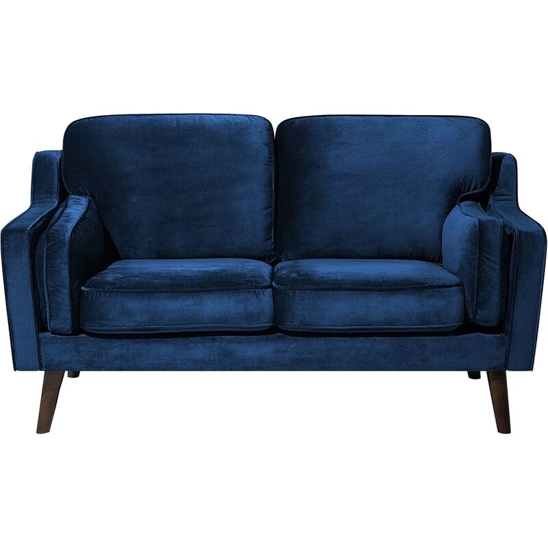 

Beliani - Sofá 2 plazas de terciopelo azul oscuro LOKKA