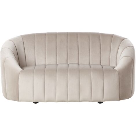 Sofá 2 plazas terciopelo asiento acolchado respaldo bajo retro contemporáneo beige Malung