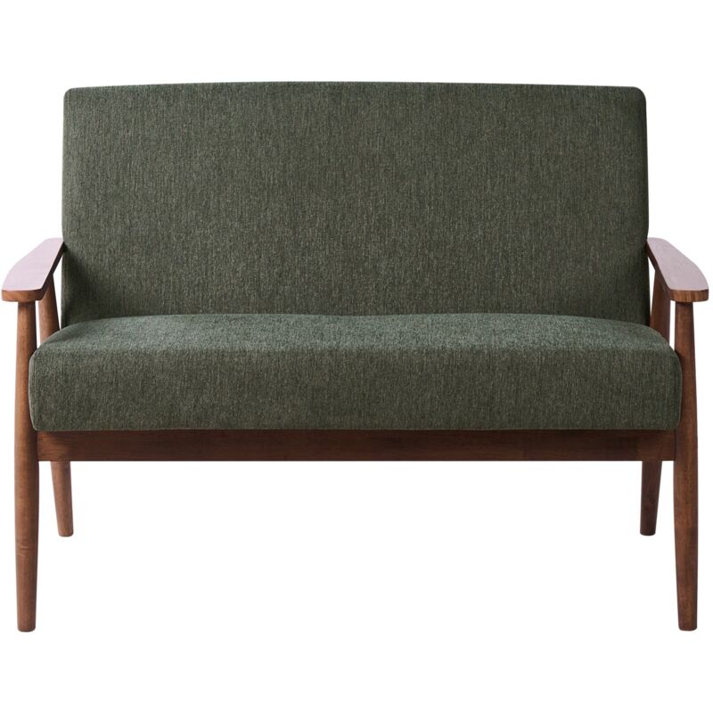 Beliani Sofa 2 Seater Esrum Fabric Dark Brown/ Green
