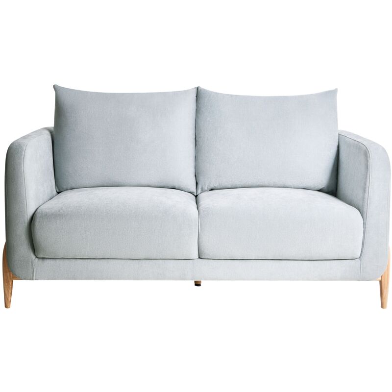 Beliani 2 Seater Sofa Light Blue Chenille Upholstery Wooden Legs With Armrests Living Room Reading Corner Modern Scandinavian Style Gimo