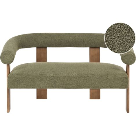 Sofa 2 Seater ILBRO Boucle Green/ Dark Brown