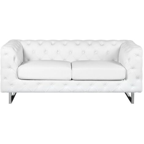 Sofa 2 Seater VISSLAND Faux Leather White